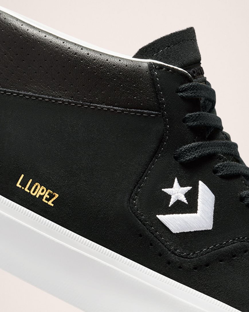 Zapatillas Skate Converse CONS Louie Lopez Pro Mid Mujer Negras Blancas | PE 480275